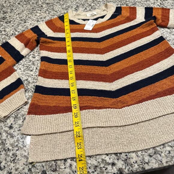 NEW Maurices Striped Sweater Fall Colors Cream Orange Lightweight Womens Medium - Picture 4 of 6